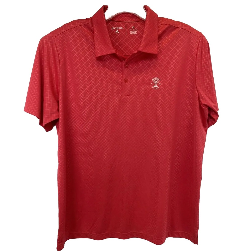 Antigua/Heritage C.C. Mens XL‎ Red Diamond Pattern Golf Polo Shirt (N17) NW/OTs